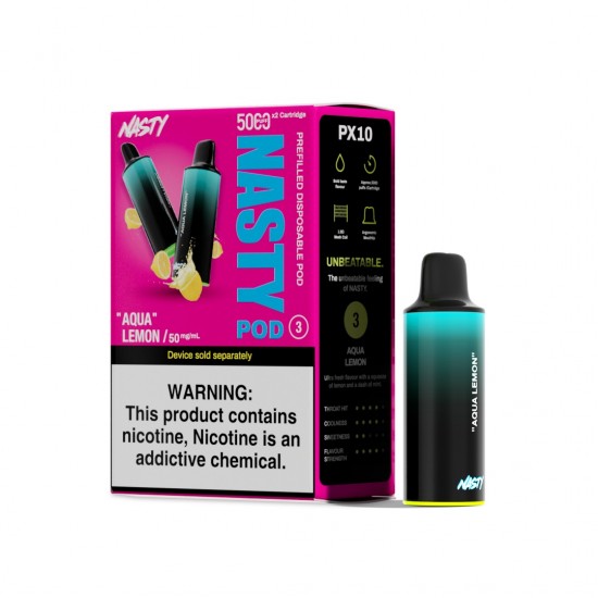 Nasty PX10 Pods (50mg) 5000 puff x 2 - Aqua Lemon