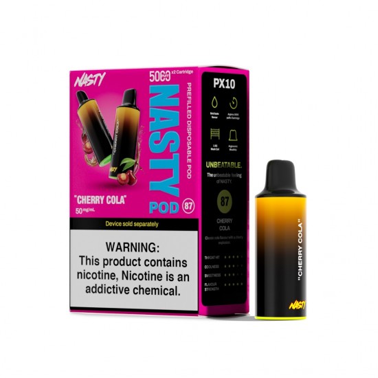 Nasty PX10 Pods (50mg) 5000 puff x 2 - Cherry Cola Nasty PX10 Pods (50mg) 5000 puff x 2 - Cherry Cola
