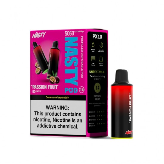 Nasty PX10 Pods (50mg) 5000 puff x 2 - Passion Fruit Nasty PX10 Pods (50mg) 5000 puff x 2 - Passion Fruit